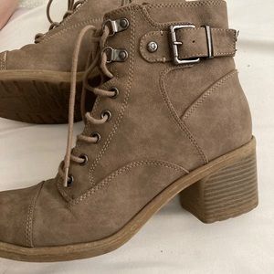 brown lace up ankle boots by guess